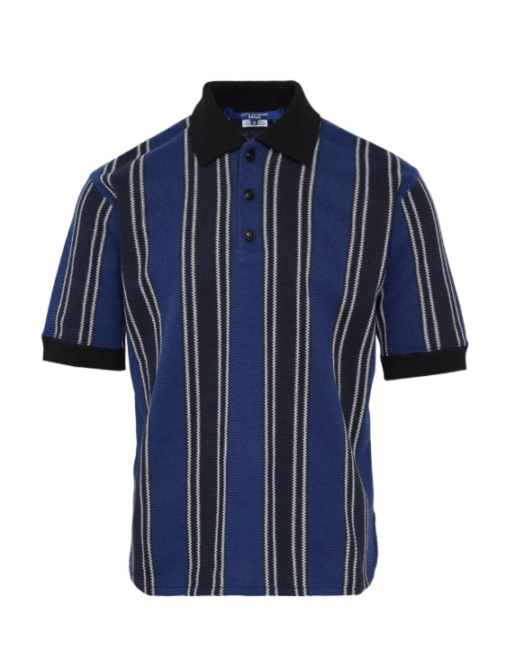 Polo a righe a maniche corte in blu e nero 