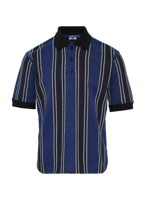 Polo a righe a maniche corte in blu e nero 