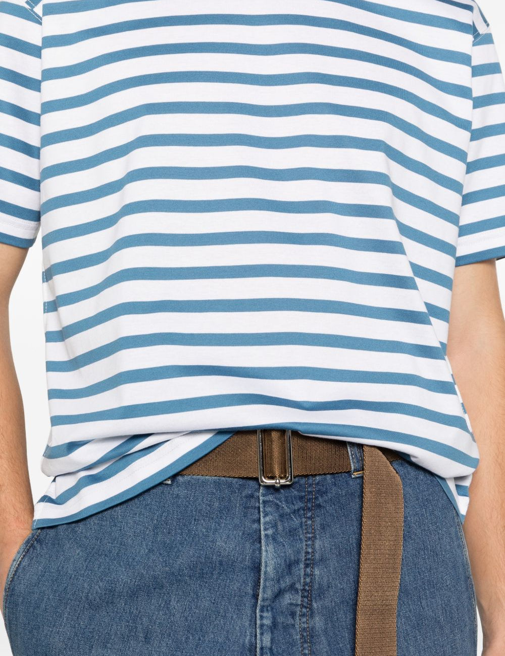 T-shirt a righe in blu e bianco Junya watanabe - uomo 