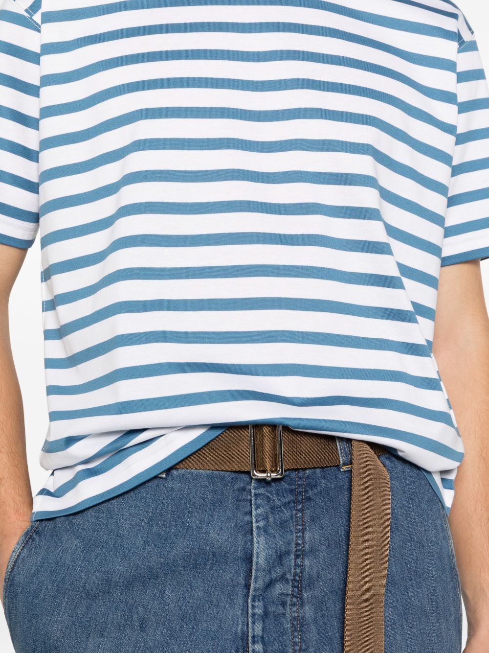 T-shirt a righe in blu e bianco Junya watanabe - uomo 