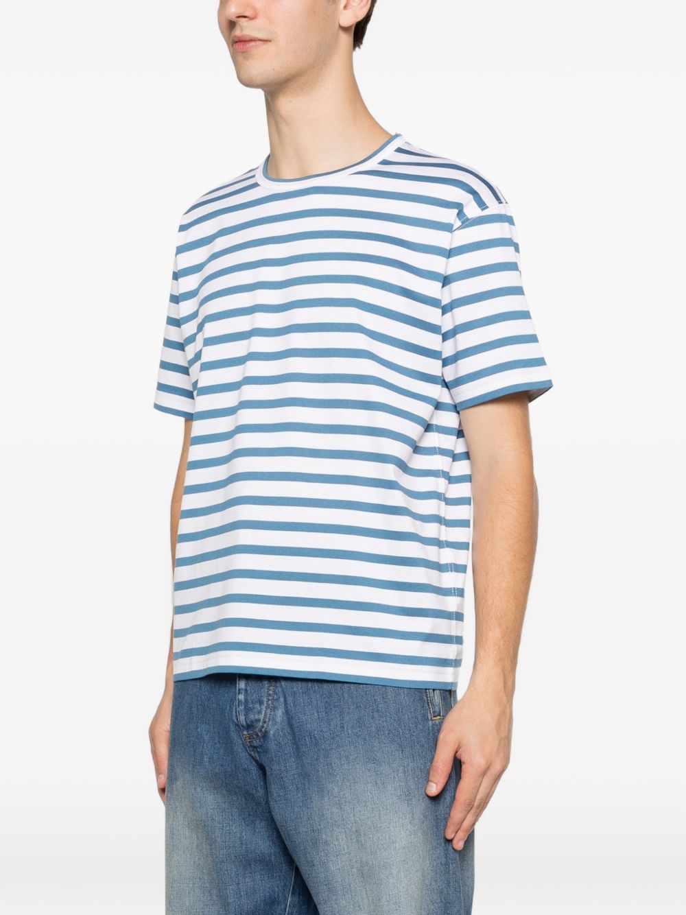T-shirt a righe in blu e bianco Junya watanabe - uomo 