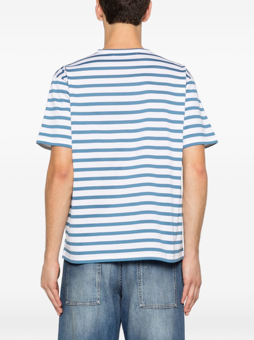 T-shirt a righe in blu e bianco Junya watanabe - uomo 