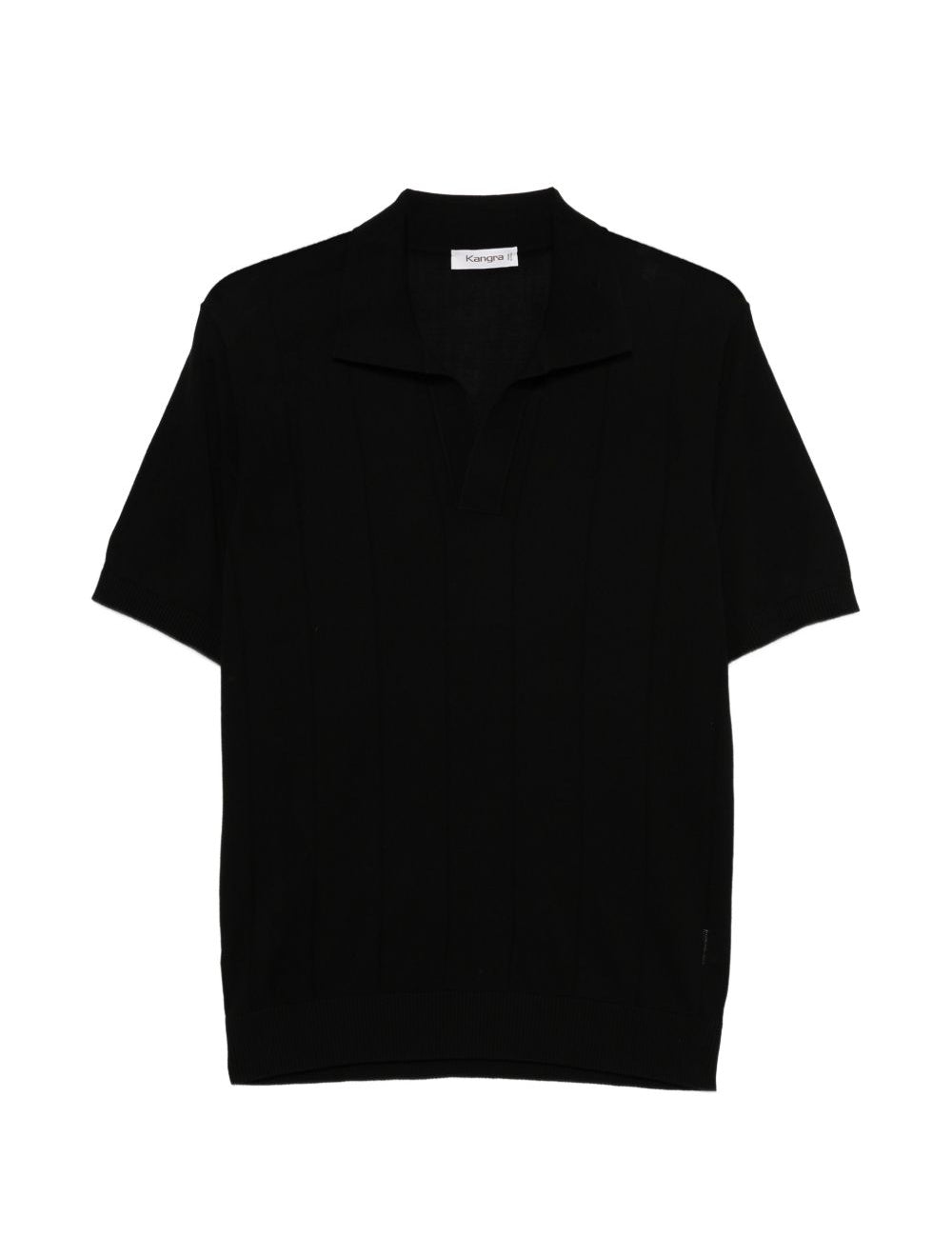 T-shirt a coste con collo polo in nero Kangra - uomo 