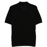 T-shirt a coste con collo polo in nero Kangra - uomo 