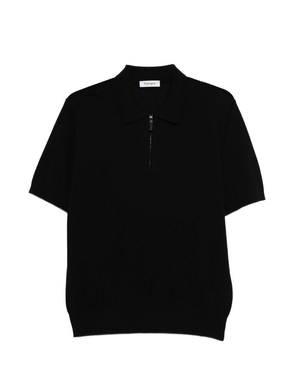 Polo a coste con zip in nero Kangra - uomo 