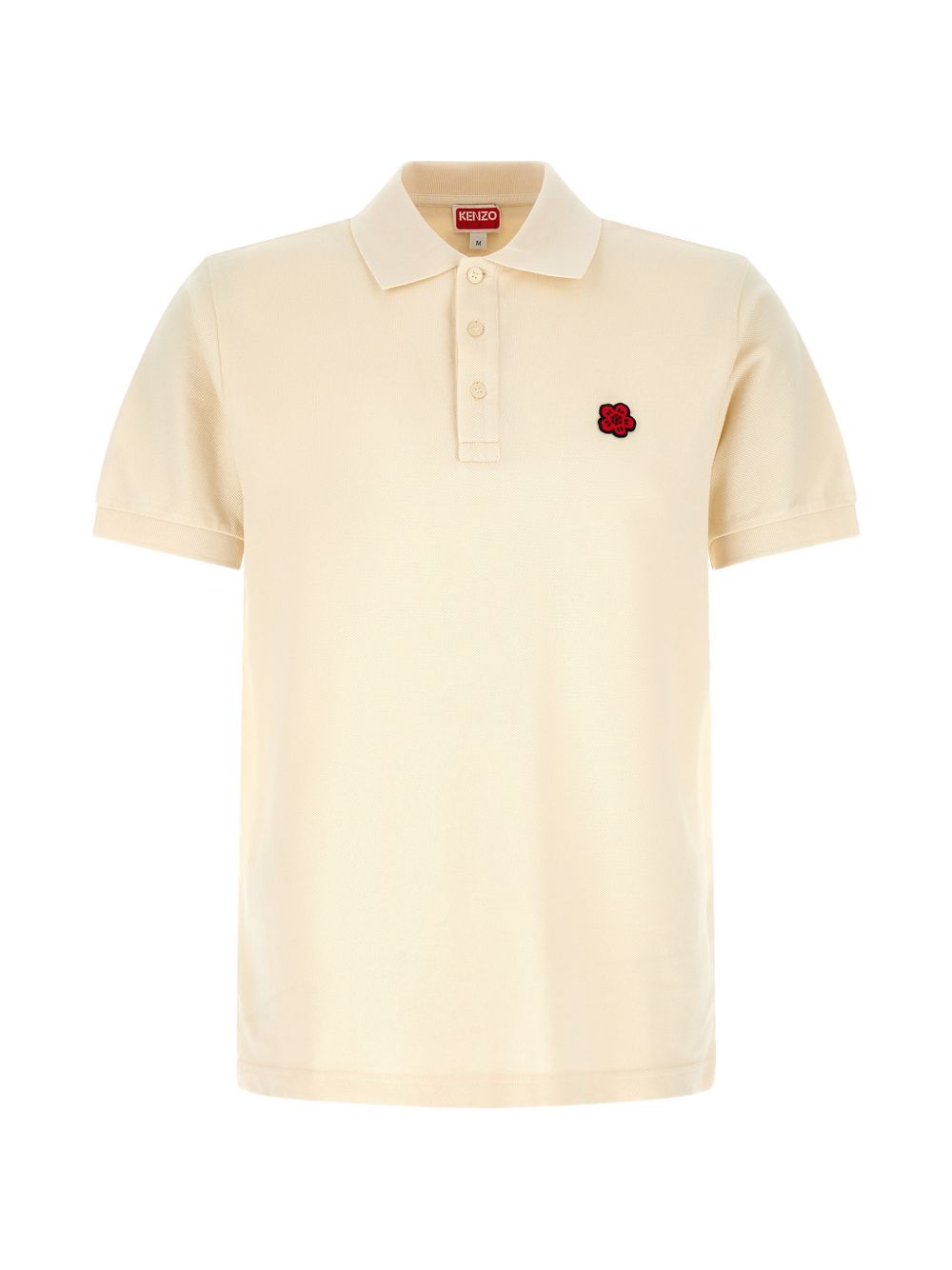 Polo con logo e toppa a fiore boke e ricamo in beige Kenzo - uomo 