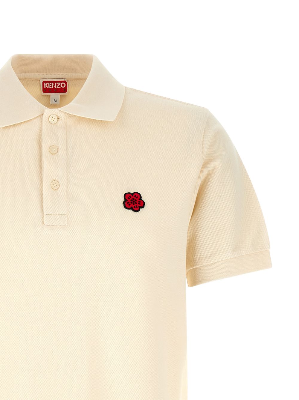 Polo con logo e toppa a fiore boke e ricamo in beige Kenzo - uomo 