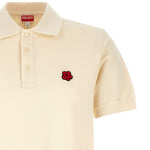 Polo con logo e toppa a fiore boke e ricamo in beige Kenzo - uomo 
