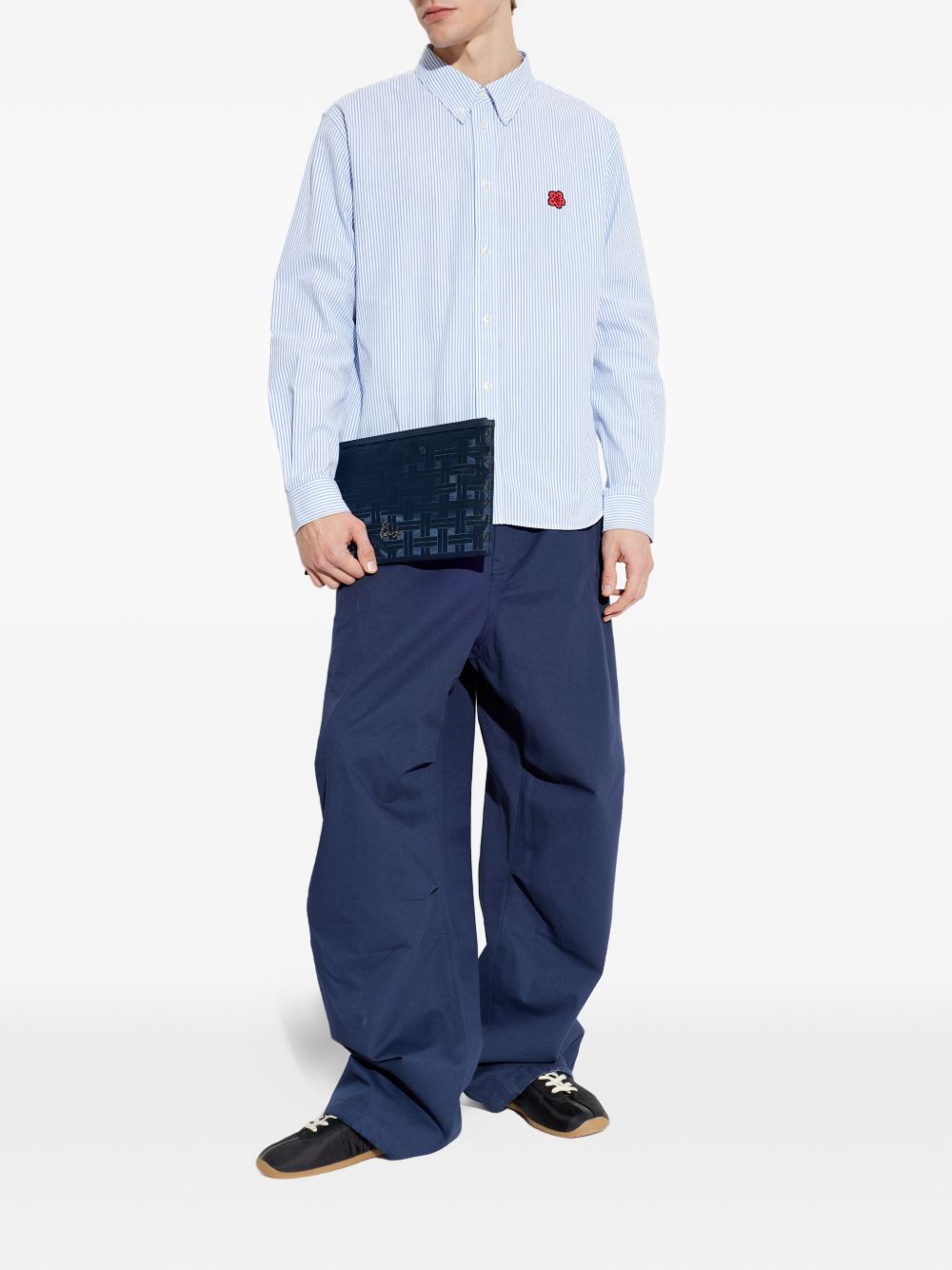 Camicia con logo a righe in azzurro Kenzo - uomo 