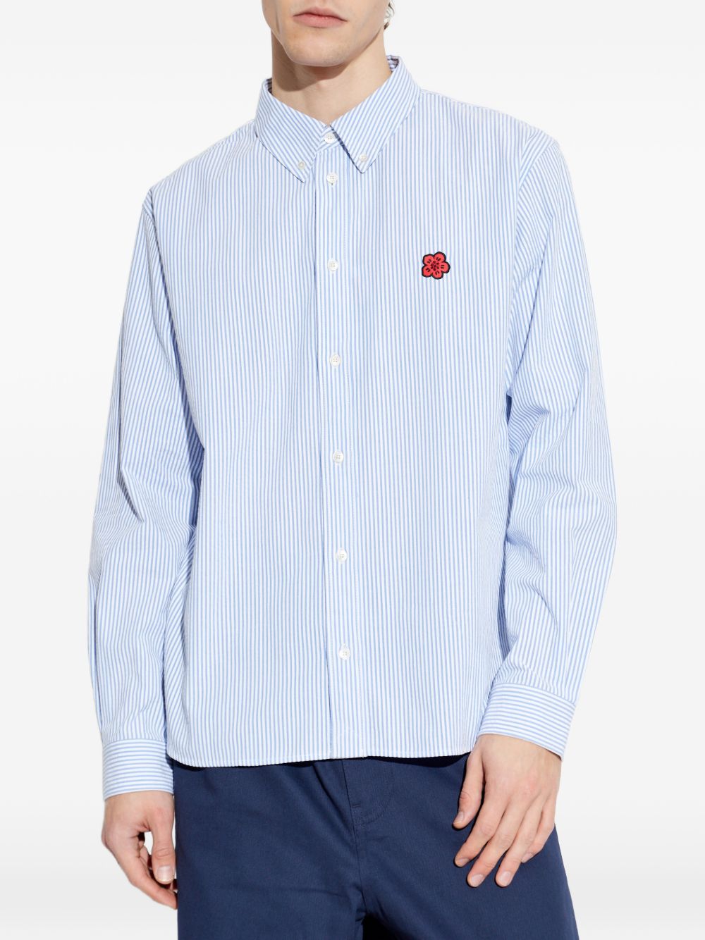 Camicia con logo a righe in azzurro Kenzo - uomo 