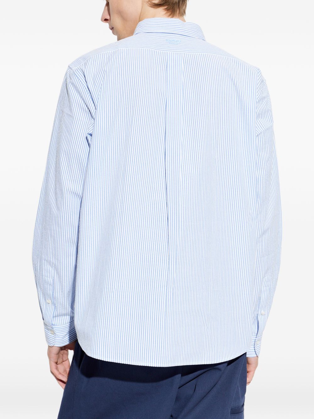 Camicia con logo a righe in azzurro Kenzo - uomo 