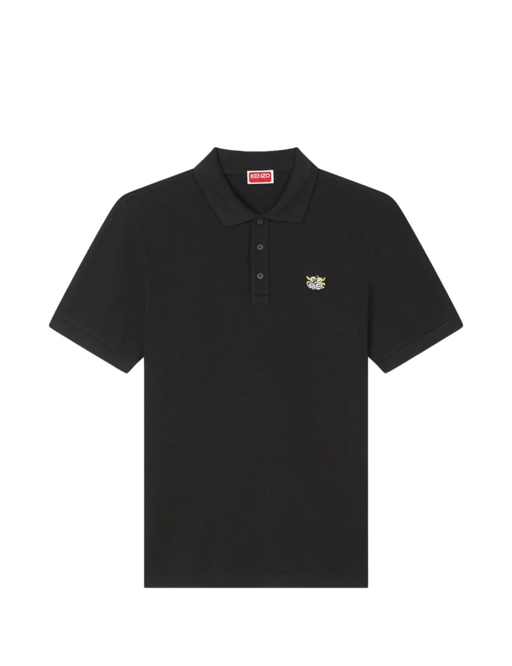 Polo in cotone con applicazione logo in nero Kenzo - uomo 