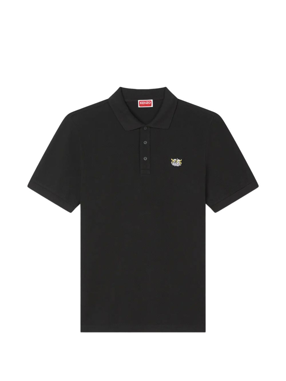 Polo in cotone con applicazione logo in nero Kenzo - uomo 
