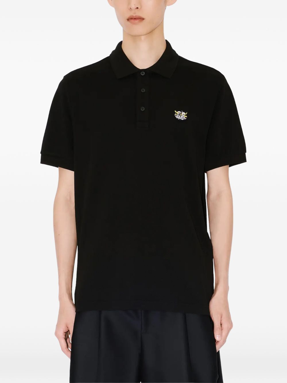Polo in cotone con applicazione logo in nero Kenzo - uomo 