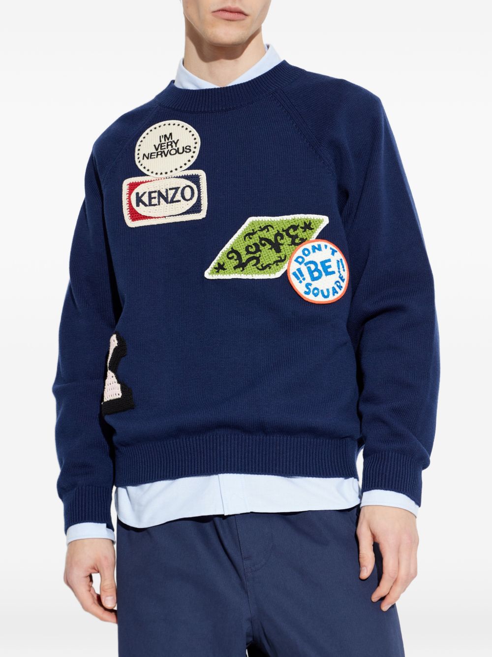 Maglione girocollo a maniche lunghe in blu Kenzo - uomo 