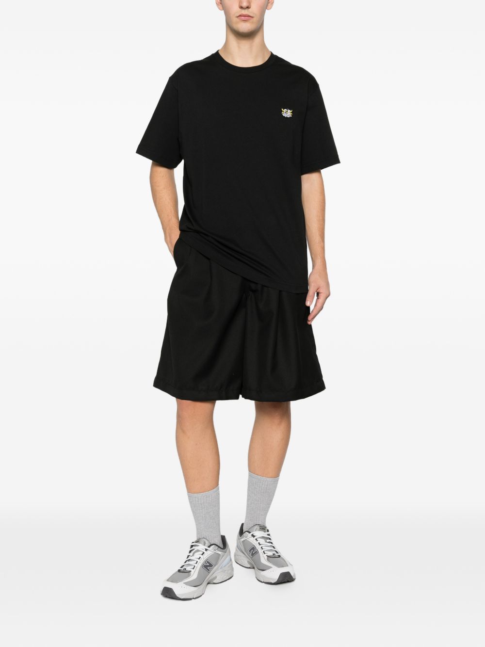 T-shirt con applicazione ricamata in nero Kenzo - uomo 