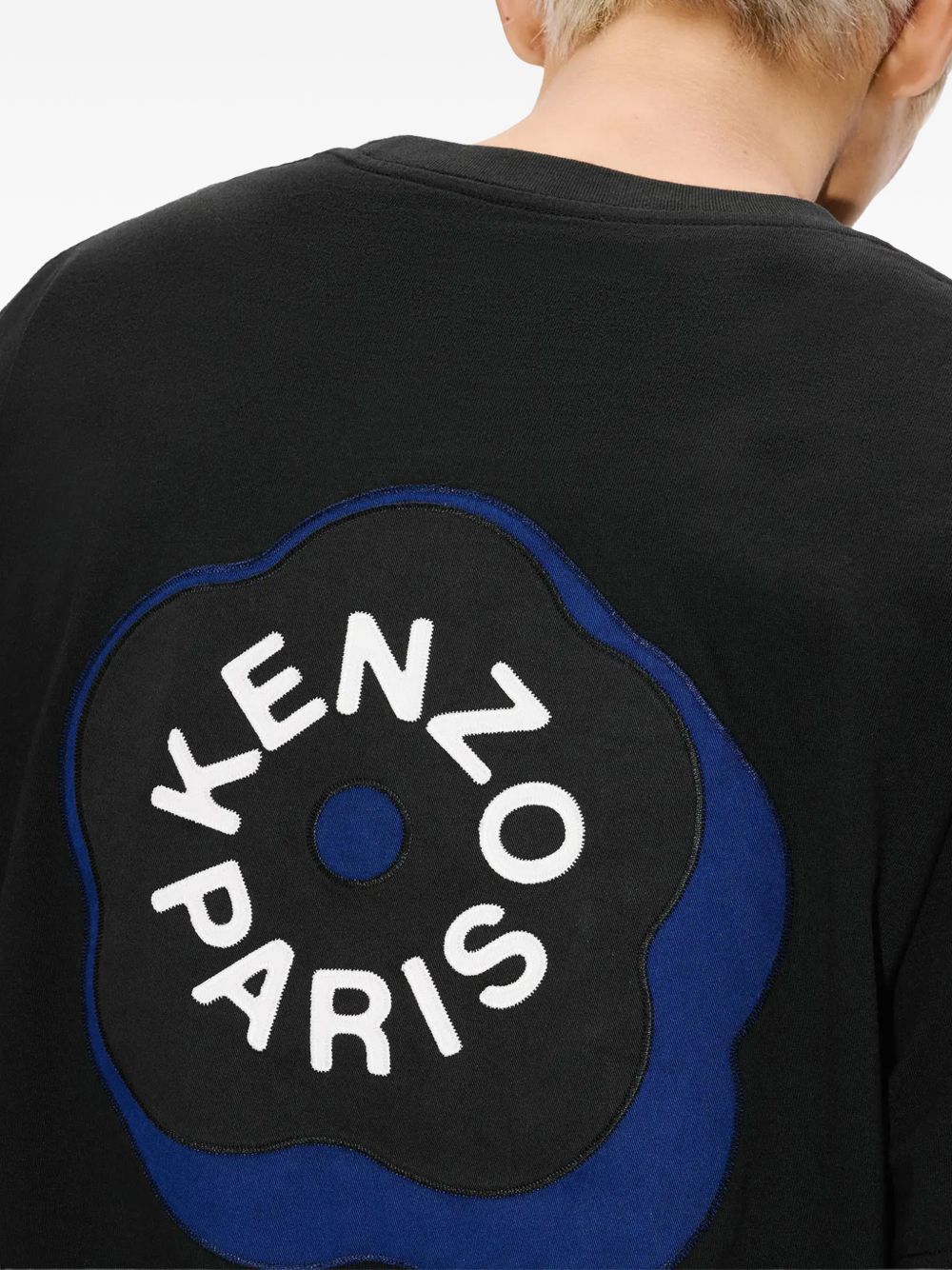 T-shirt con applicazioni di fiori in nero Kenzo - uomo 