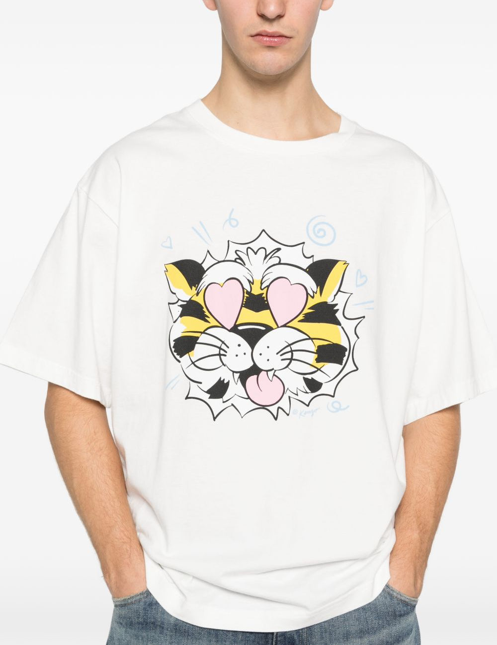 T-shirt con stampa tigrata in bianco Kenzo - uomo 