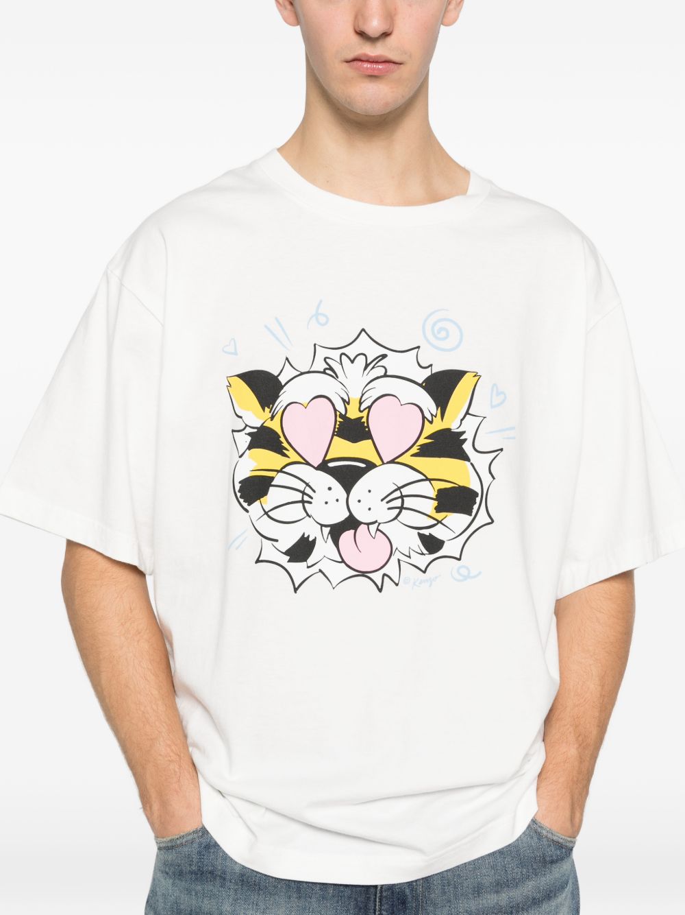 T-shirt con stampa tigrata in bianco Kenzo - uomo 