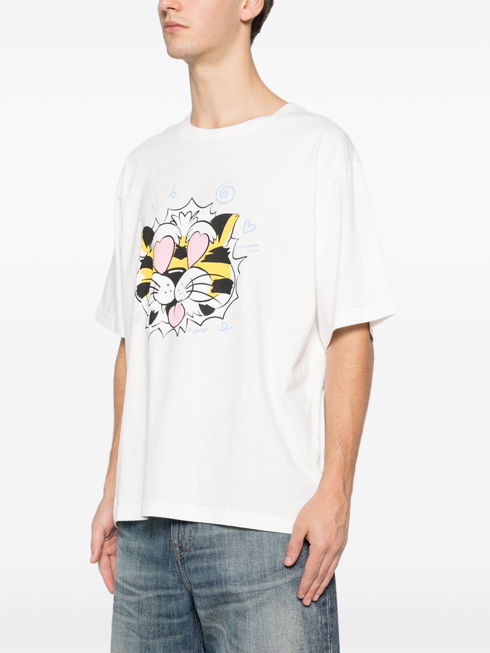 T-shirt con stampa tigrata in bianco Kenzo - uomo 