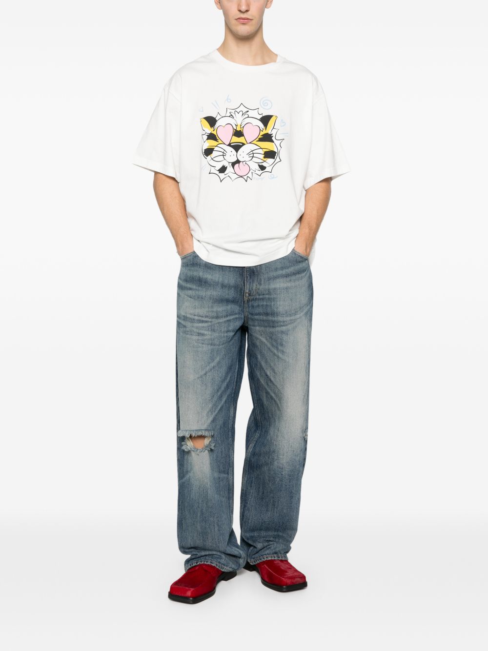 T-shirt con stampa tigrata in bianco Kenzo - uomo 