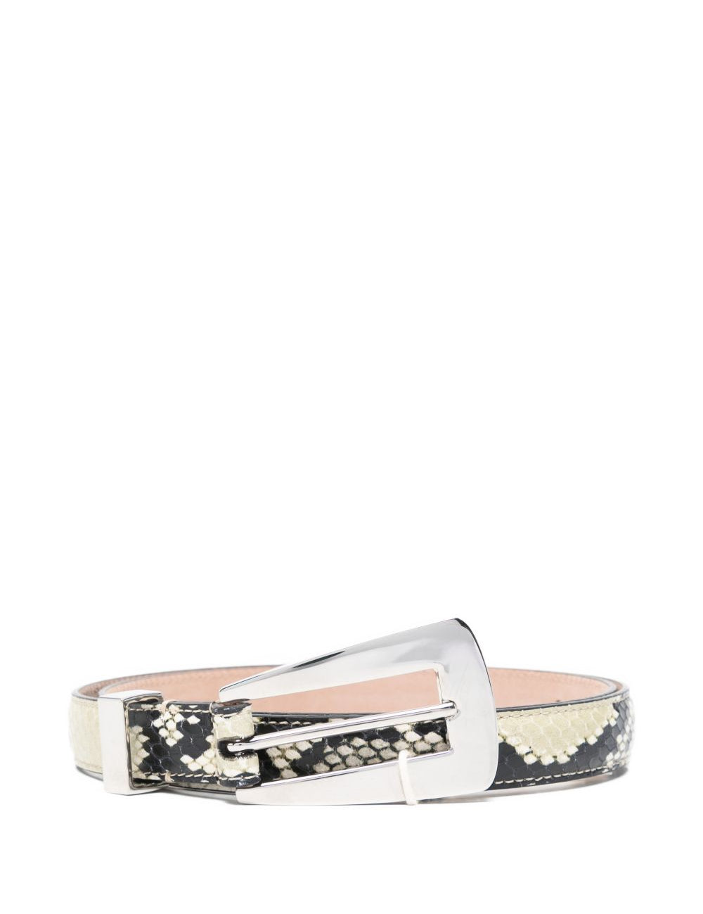 Cintura con fibbia stampata in pelle di serpente lucca in beige Khaite - donna 