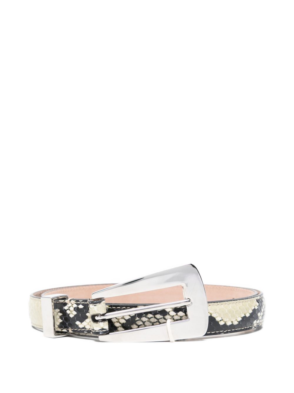 Cintura con fibbia stampata in pelle di serpente lucca in beige Khaite - donna 
