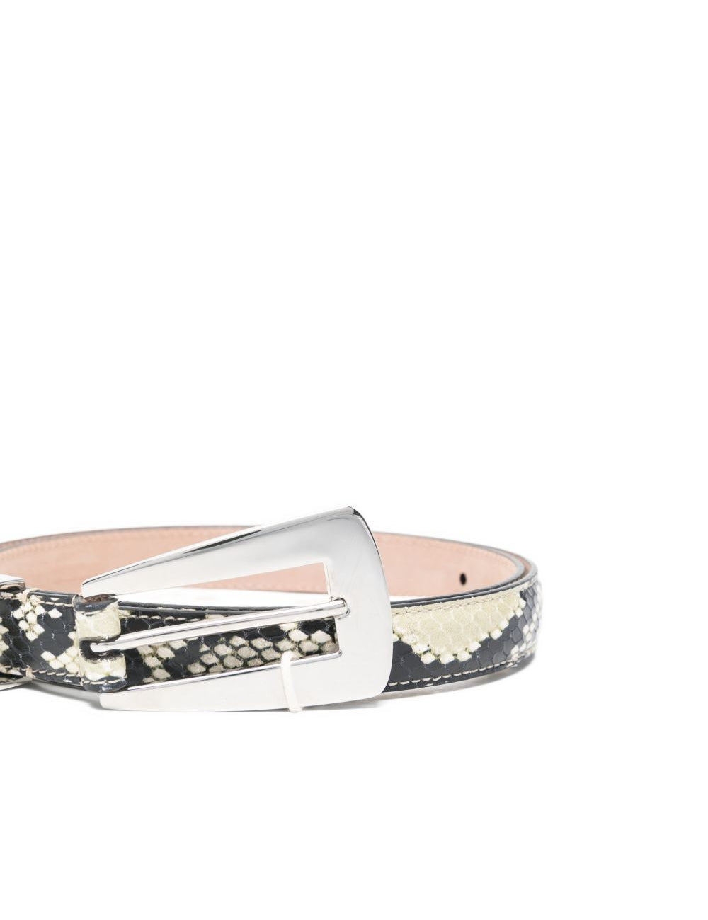 Cintura con fibbia stampata in pelle di serpente lucca in beige Khaite - donna 