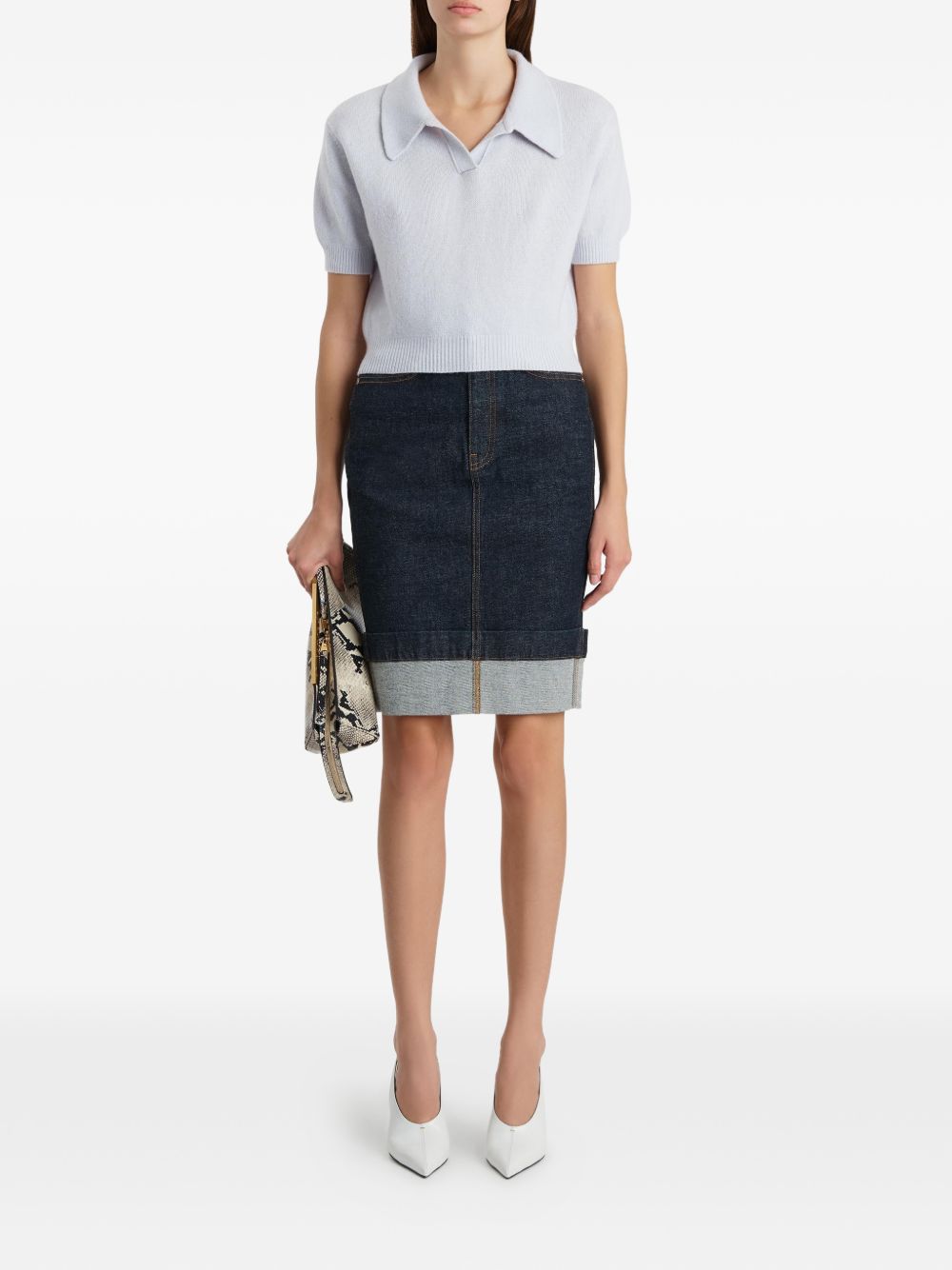 Top in maglia leni in celeste Khaite - donna 