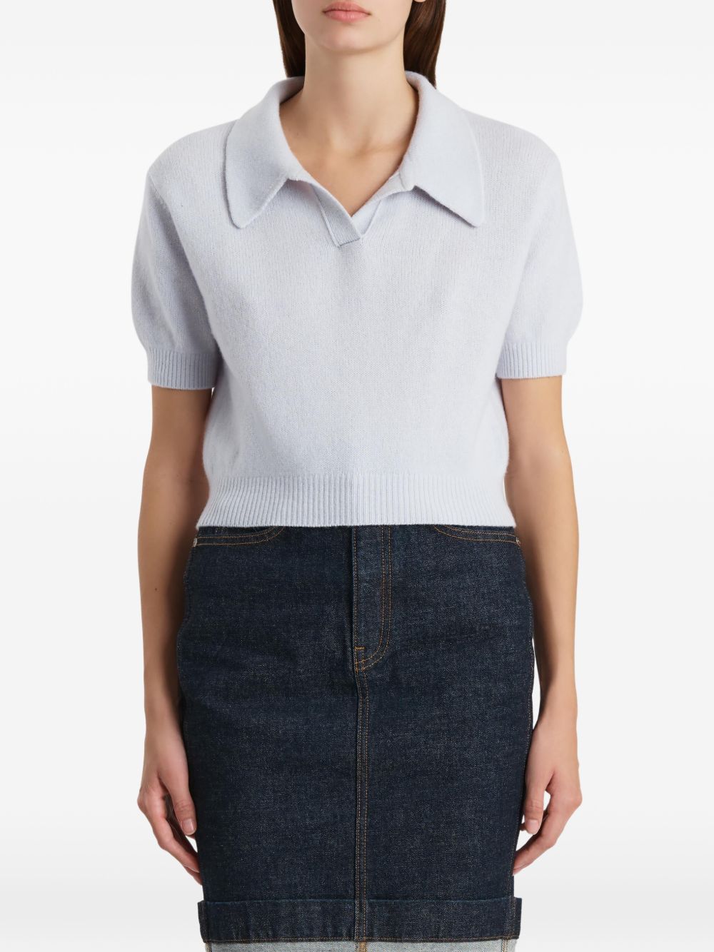 Top in maglia leni in celeste Khaite - donna 