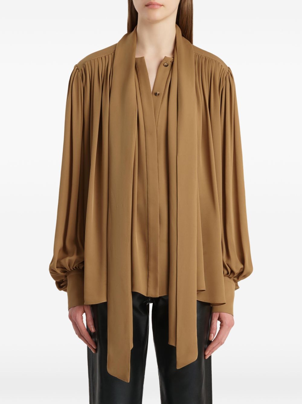 Blusa vali in seta in marrone Khaite - donna 