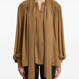 Blusa vali in seta in marrone Khaite - donna 
