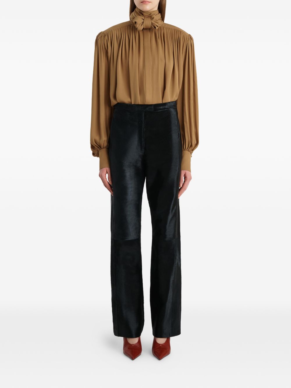 Blusa vali in seta in marrone Khaite - donna 