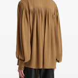 Blusa vali in seta in marrone Khaite - donna 