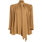 Blusa vali in seta in marrone Khaite - donna 