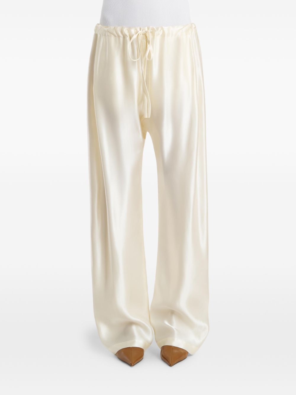 Pantaloni Rohen satinati in avorio Khaite - donna 