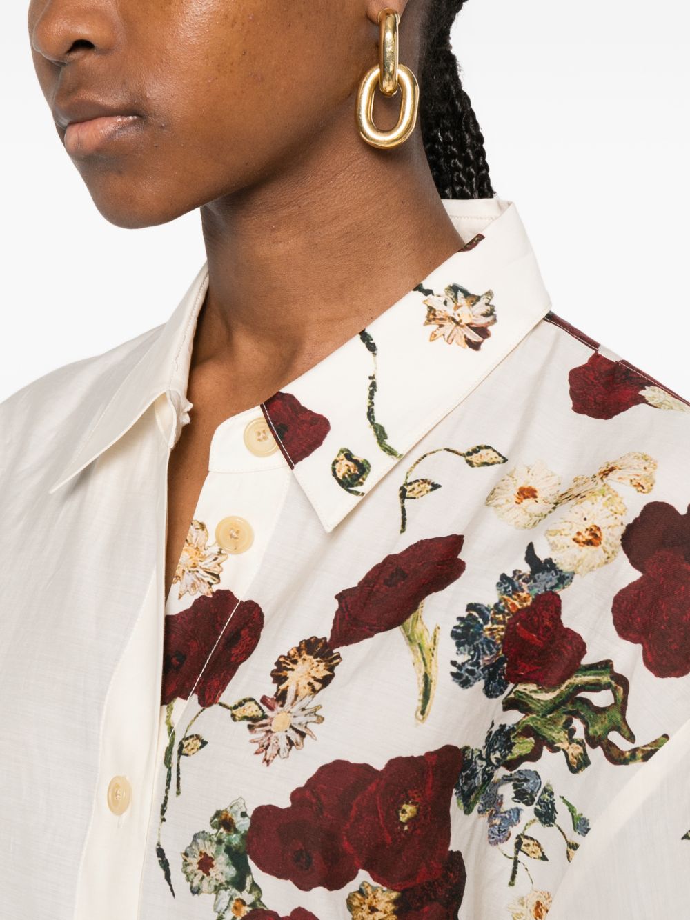 Abito con stampa floreale in crema Khaite - donna 