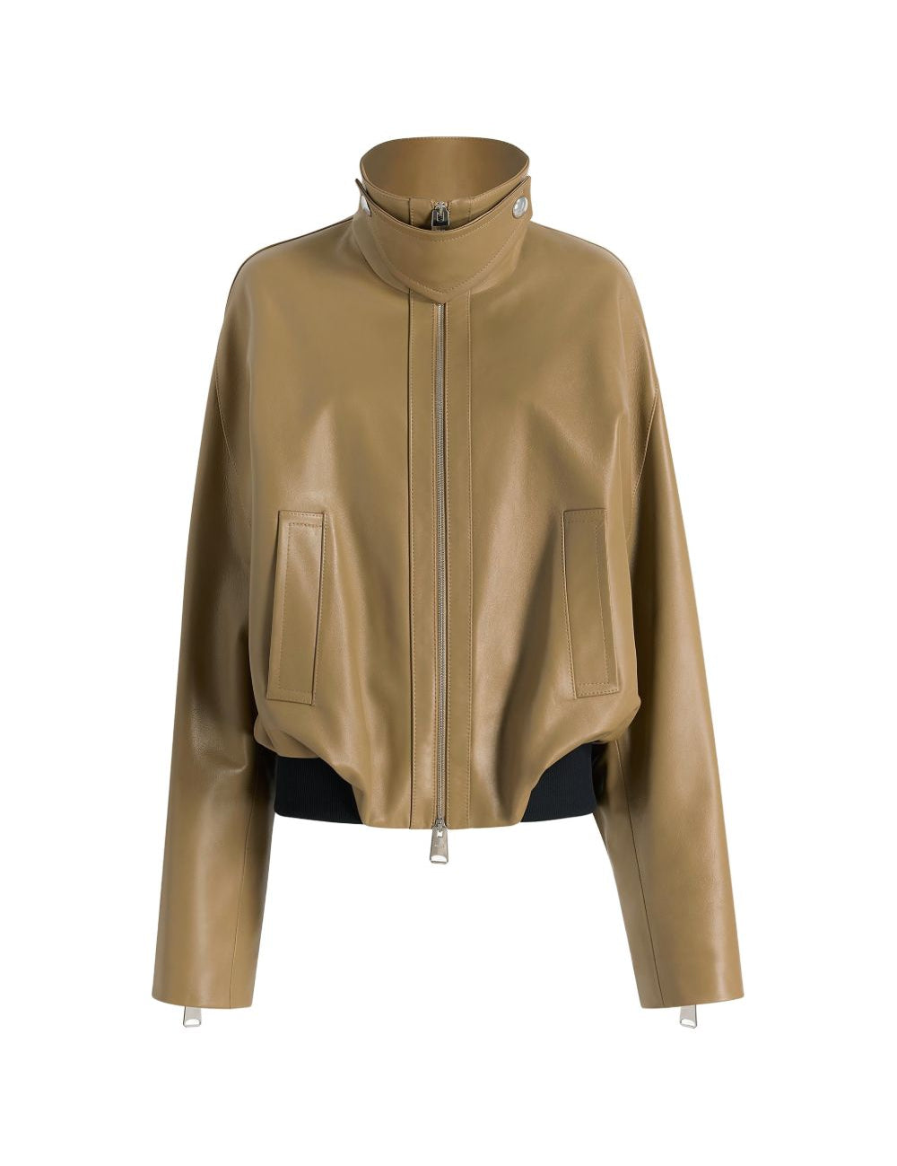 Giacca in pelle a collo alto in marrone Khaite - donna 