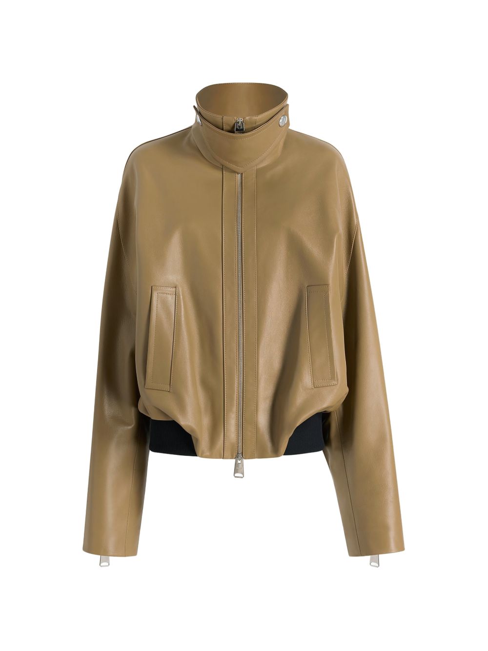 Giacca in pelle a collo alto in marrone Khaite - donna 
