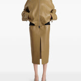 Giacca in pelle a collo alto in marrone Khaite - donna 