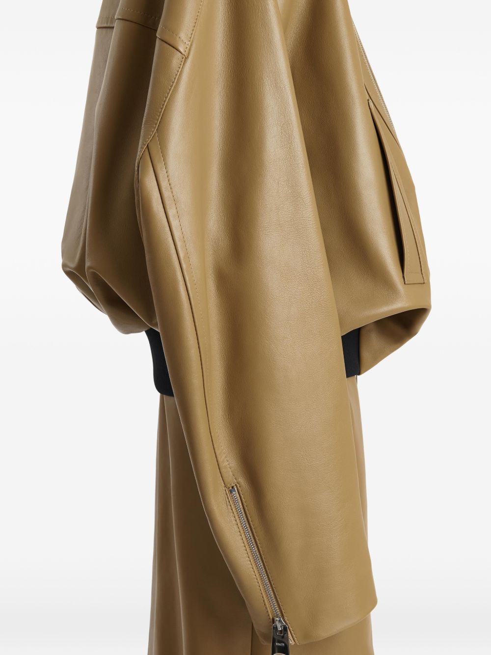 Giacca in pelle a collo alto in marrone Khaite - donna 