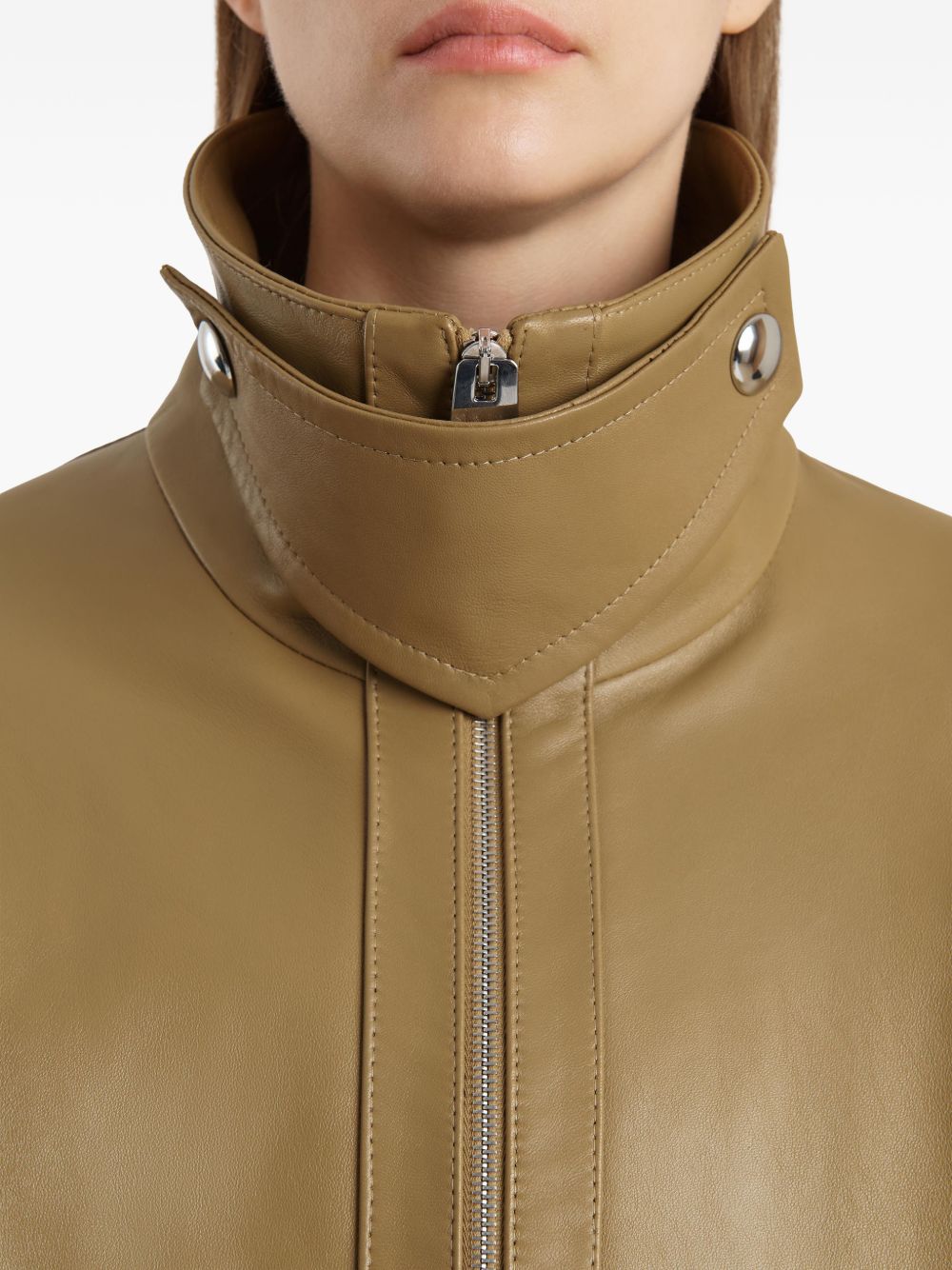 Giacca in pelle a collo alto in marrone Khaite - donna 