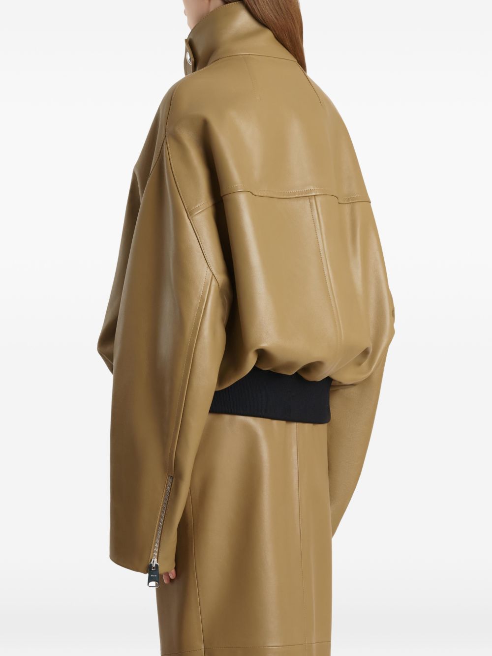 Giacca in pelle a collo alto in marrone Khaite - donna 