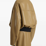 Giacca in pelle a collo alto in marrone Khaite - donna 