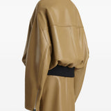 Giacca in pelle a collo alto in marrone Khaite - donna 