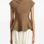 Top con orlo a peplum in marrone Khaite - donna 
