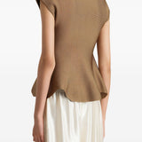 Top con orlo a peplum in marrone Khaite - donna 