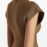 Top con orlo a peplum in marrone Khaite - donna 