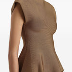 Top con orlo a peplum in marrone Khaite - donna 
