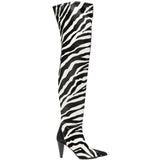 Stivali con stampa zebra in bianco e nero Khaite - donna 